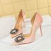 1363-K83 Banquet Thin Heels Thickened Suede Pointed Side Hollow Metal Water Diamond Buckle Ultra High Heel Single Shoes_vogvips.com