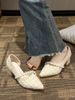 Sharp Pointed Single Shoe Women's Thick Heel 2025 Spring New Pearl Versatile Shallow Mouth Gentle Fairy Style Side Empty_vogvips.com