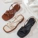 Makes Feet Look Fair~conceals Imperfections~brown Retro Woven Roman Sandals 2025 Summer Soft-soled Flat Large Size_vogvips.com