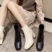 French Style White Short For Women 2025 Autumn Winter New High Heels Slim Chunky Heel Thin Martin Boots_vogvips.com
