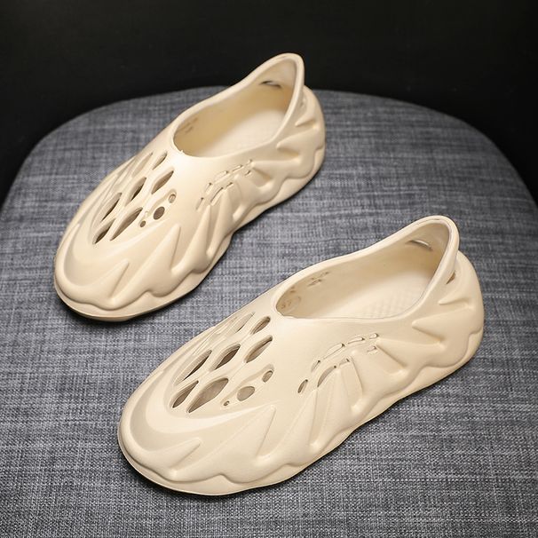 Men's Spring And Autumn Eva One-Piece Casual Simple Hollow Breathable Thick-Soled Flat Slip-On Volcano Sole Stylish_vogvips.com