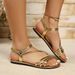 New 2026 Women's Flat Bottom Sandals Roman Beach Elastic Strap Slip-On Shoes Fairy Tale Skirt Matching Outdoor Wear_vogvips.com
