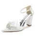 Women's Chunky Heel Pointed Toe Hollow Rhinestone Wristband Wedding Dress Shoes Bridesmaid Evening Footwear Size 35 To 40_vogvips.com