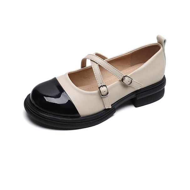 thick-soled Mary Jane Shoes Women's French Color Matching College Style Small Leather Shoes Thick Heel Soft Sole Single Shoes_vogvips.com