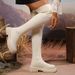 2024 Leopard Print Plus Over-the-Knee For Women Thick Sole Slimming Winter Fly Knit Round Toe Sock Boots Size 43_vogvips.com