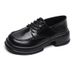 Platform Loafers Women's Lace-up Single Shoes Thick Heel Retro British Style Small Leather Shoes Women_vogvips.com