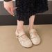 Hollow Lace Mary Jane Clogs For Women, Flat Soft Sole Slip-On Shoes, New Summer Versatile Comfortable Single Shoes_vogvips.com