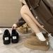 Bread 2025 Snow Women, Sheepskin Integrated, Fleece-Lined Cotton Thick-Soled Platform Shoes, Warm New Short Boots For_vogvips.com