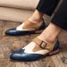 Euro Step Large Size Color Block Formal British Brogue Pointed Toe Business Lace-up Men's Leather Shoes_vogvips.com