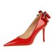 9511-H35M Style Banquet Thin Heels, Shallow Mouth, Pointed Toe, Lacquer Leather Back Bow, High Heel Single Shoes For_vogvips.com