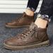 Men's Trendy Zipper High Top Board Korean Version Soft Soled Suede Leather Shoes British Style Youth Martin Boots_vogvips.com