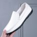 New men's bean shoes leather cowhide casual shoes soft soles soft leather shoes white breathable shoes men's shoes_vogvips.com