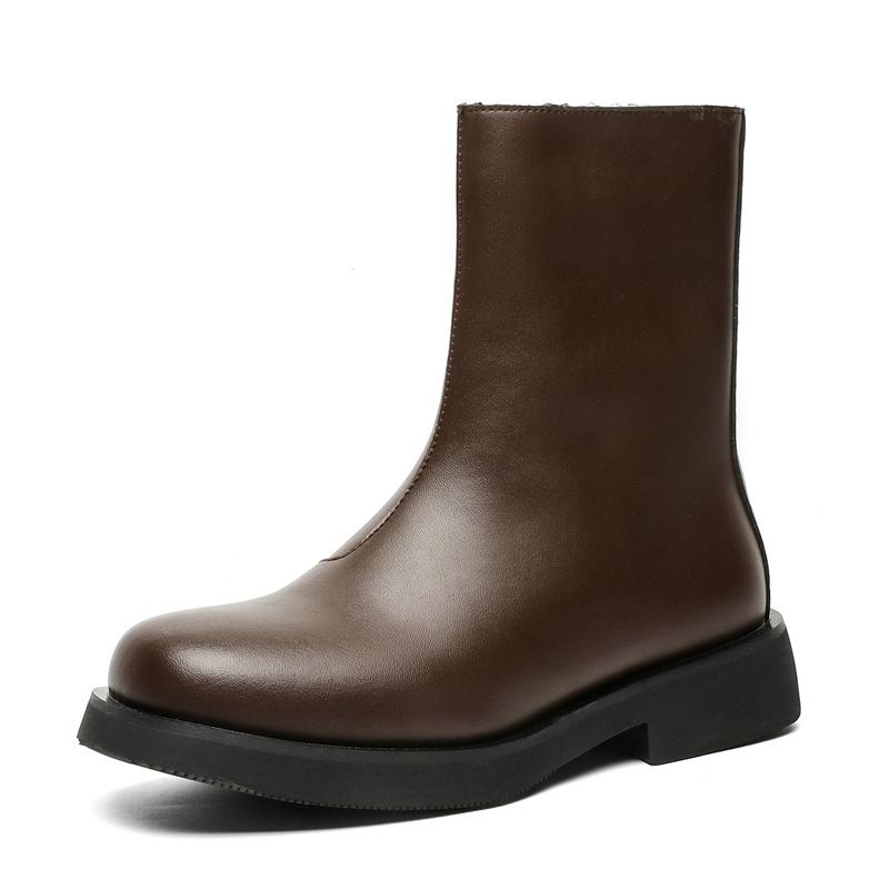 Side Zipper Thick Sole Heightening Martin Boots Retro Tooling Boots Heightening Short Boots_vogvips.com
