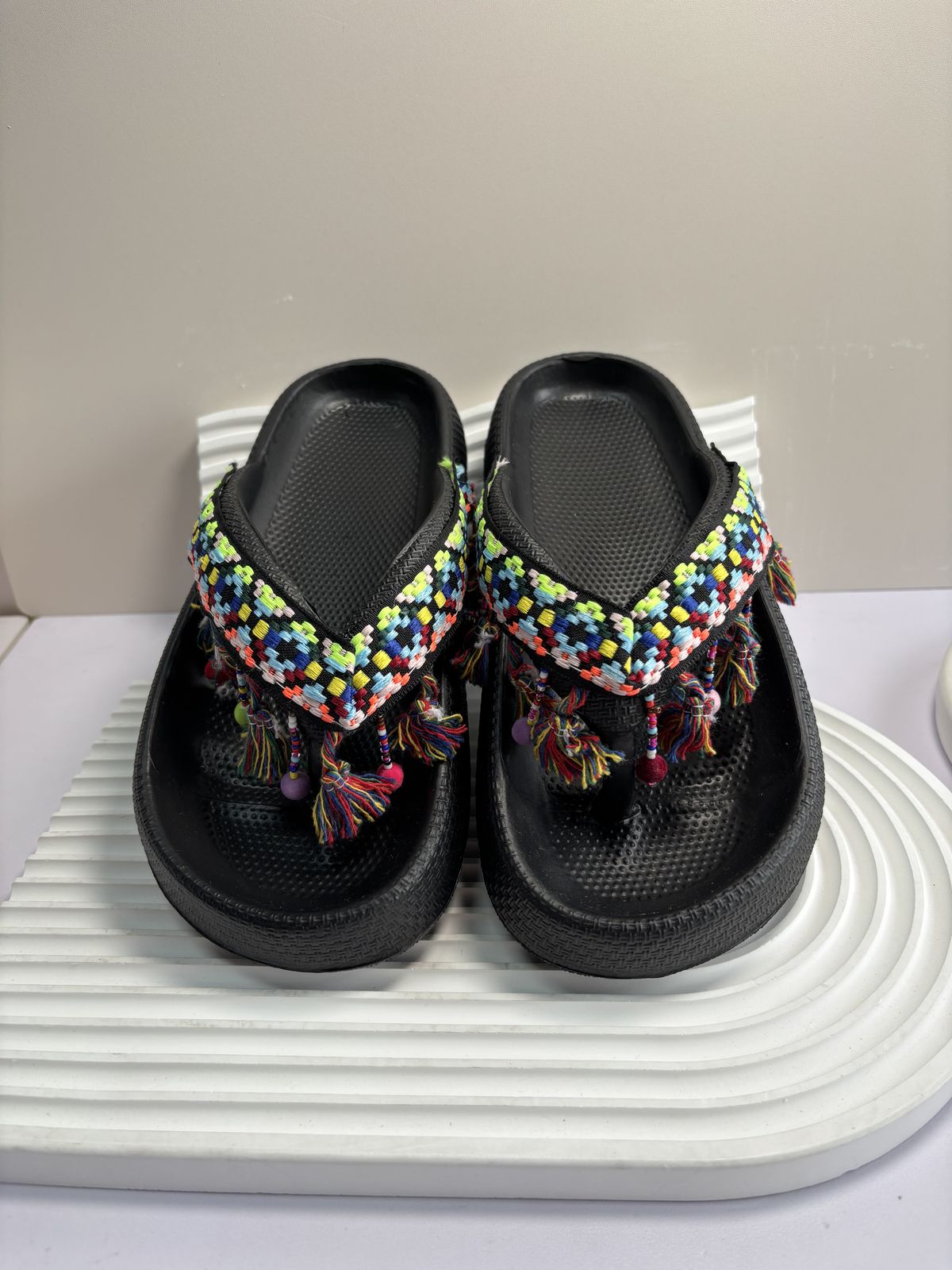 Colorful Pearl Floral Women's Flip Flops Summer Fashionable Sandal Versatile Ladies Footwear For Beach Vacation Indoor Home Wear_vogvips.com