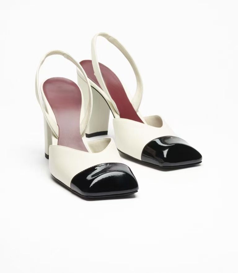 Retro Style Women's High Heels Color Block Square Toe Genuine Leather Chunky Heel Open Back Versatile Commuting Shoes_vogvips.com