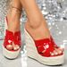 Women's Sexy High Wedge Sandals - Breathable Raffia Platform Heels With Non-Slip Sole, Fashionable Summer Beach Shoes For Women_vogvips.com