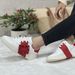 Baby Same Style New Rhinestone Square Buckle White Sneakers For Women Genuine Leather Sports Versatile Hidden Heel_vogvips.com