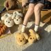 Cute Puppy Women Winter Furry Indoor Couple Home Non-Slip Warm Thick Sole Cotton Slippers For Men_vogvips.com