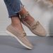 SHLIANG New Comfortable Women Flat Shoes With Metal Chain Lightweight Soft Fabric Slip-On Low-Top Casual Shoes Simple Suede Loafers For Women Y0286_vogvips.com