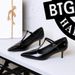 Button Pointed High Heels Women's Solid Color Light Mouth Stiletto Single Shoes Women's Shoes_vogvips.com