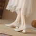 French Temperament Single Shoe Women's Spring 2025 New Item, Thick Versatile, Gentle Evening Style, Mid Heel Pointed_vogvips.com