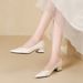 Soft Leather High-heeled Shoes Women, Chunky Heel, 2026 Spring New Model, Slip-on Shallow Mary Jane Shoes, Nude Color,_vogvips.com