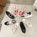 Square Buckle Rhinestone Four Seasons Platform Shoes For Women Thick Sole Mesh Breathable Casual Height Enhancing Sports Genuine Leather White Shoes_vogvips.com