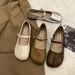 French Retro Mary Jane Single Shoes Women's Versatile Flat Bottom With Skirt Soft Sole Beanie Shoes_vogvips.com