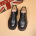 New Men's Genuine Work Large Toe Business Leather Shoes Trendy Fashion Thick Sole Loafers_vogvips.com