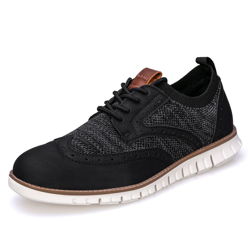 2025 New Sports Casual Flyknit Brogue Shoes, Men's Sneakers, Summer Korean Style Trendy Shoes_vogvips.com