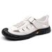 Summer Men's Breathable Cool Leather Shoes With Soft Soles Perforated Design, Casual Large-size Sandals For Middle-aged_vogvips.com