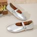 2025 New Plus Size Round T Ballet Shs For Women, Comfortable Sole, Soft Surface, Straight Strap, Mary Jane Single_vogvips.com