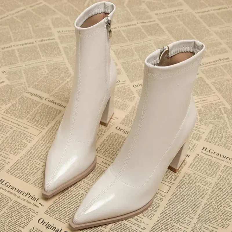 Selg Shoes Zipper Winter Womens Pointed Toe Solid Plus Veet Warm Short Tall UK Boots 241122_vogvips.com