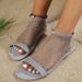 Fishnet Hollow Out Rhinestone Women's Sandals 2025 Summer New Model Foreign Trade Cross-Border European And American_vogvips.com