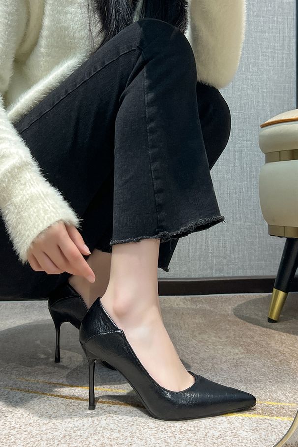 Soft Leather Non Grinding High Heels With Fairy Style Legs, Long Pointed And Elegant Slender Heels, Work For Workplace_vogvips.com