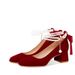Mary Jane 2025 New French Style Pearl Chain Bow High-heeled Round Toe Chunky Heel Shallow Mouth Versatile Single Shoes_vogvips.com