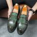 2023 New Large Size Double Pin Buckle Loafers For Men Patent Leather Glossy Thick Heel Platform Height Increasing_vogvips.com