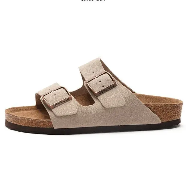 2026 Cork Slippers New Large Size Unisex One Word Casual Student Fashion Cool And Trendy Thick Soled Shoes_vogvips.com
