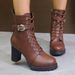 Cross-Border Autumn Winter New High Short Large Size Belt Buckle European American Side Zipper Thick Heel Women Martin_vogvips.com