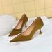 1961-6 Korean Style Spring And Autumn Fashion Simple Versatile Heels Wine Glass High Heel Shallow Mouth Pointed Toe_vogvips.com