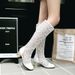 New Fashionable Round-Toe Korean Style Lace-Up Back-Zip With Mesh Chunky Heel Sandals Elegant Women's Cool Boots_vogvips.com