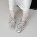 Cowhide Wrinkled Hollow Mary Jane Shoes For Women In Early Autumn Retro Bow Half Step Square Toe Flat Shoes_vogvips.com