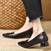 Camellia Square Head Shallow Mouth Thick Heel Single Shoes Women's Low Heel Comfortable Low Heel Soft Leather Shoes_vogvips.com