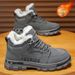 Winter Fleece-Lined Martin Boots For Men, High-Top Work Shoes, Thick Sole, Slip-Resistant, Wear-Resistant, Thickened War_vogvips.com
