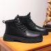 High-top 2025 Autumn British Style Black Casual Shoes Men's Genuine Leather Waterproof Mid-top Martin Boots_vogvips.com
