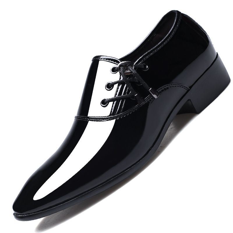 New Pointed Leather For Business Attire, Men's Bright Casual Shoes, Large Wedding Shoes_vogvips.com