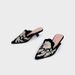 Women’s Shoes Embroidered Mules Mid Heel Pointed Shoes Women's Summer New High Heeled Slippers Half Slip Suede Soft Sole One Step_vogvips.com