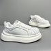 Men's Genuine Leather Shell Toe Chunky Platform Sneakers Breathable Fashion Casual Athletic Shoes Retro Lightweight Comfort_vogvips.com