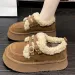 Winter Warm Snow with Fur for Short Boots Anti slip Lightweight Comfortable Womens Home Slippers High Top Bread Shoes_vogvips.com