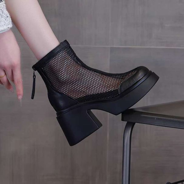 Martin For Women, Summer Thin Style 2025 New Thick Sole Height Increasing Versatile Hollow Breathable Mesh High Heel_vogvips.com
